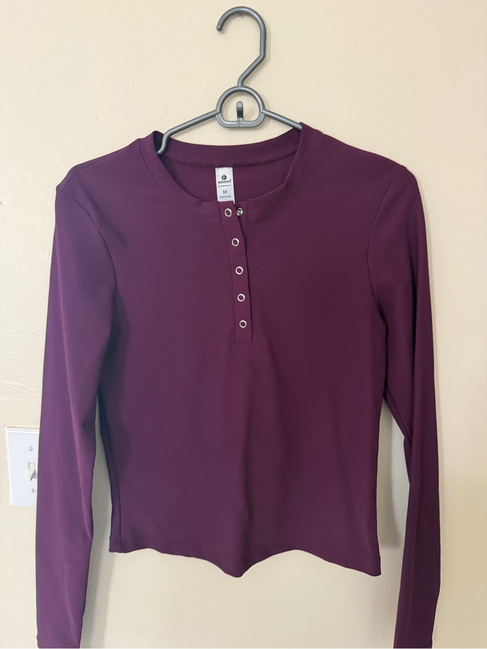 90 Degree By Reflex Long-Sleeve Henley Top in Plum